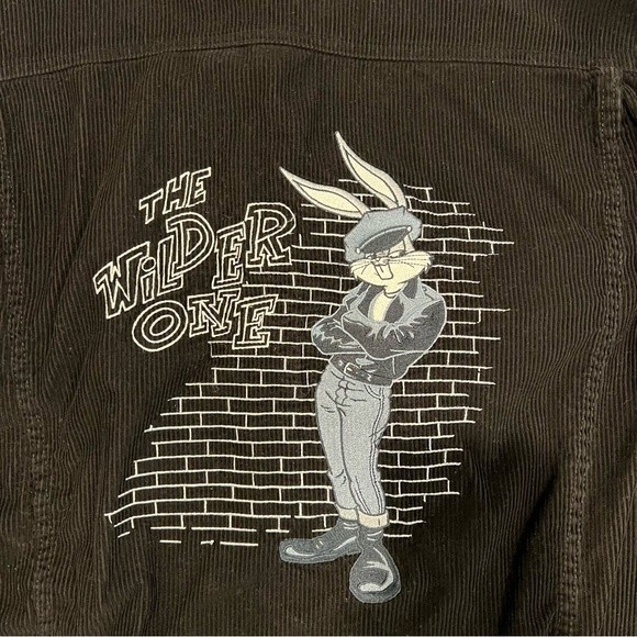 Looney Tunes Black Corduroy “The Wilder One” Bugs Bunny Jacket - XL - Picture 10 of 10